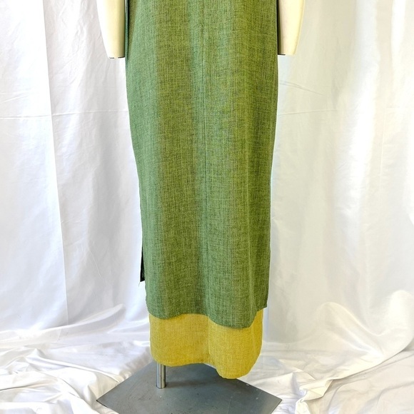 LASAGNIE GREEN DRESS MAXI DRESS LAYERED DRESS SLIT ON THE SIDE BOXY SHAPE 16 - Picture 9 of 16